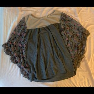 Grey batwing top